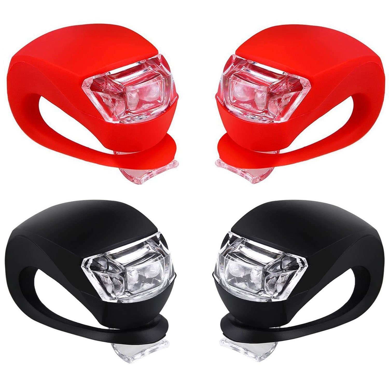 Malker Bicycle Light Front and Rear Silicone LED Bike Light Set - Bike Headlight and Taillight,Waterproof & Safety Road,Mountain Bike Lights,Batteries Included