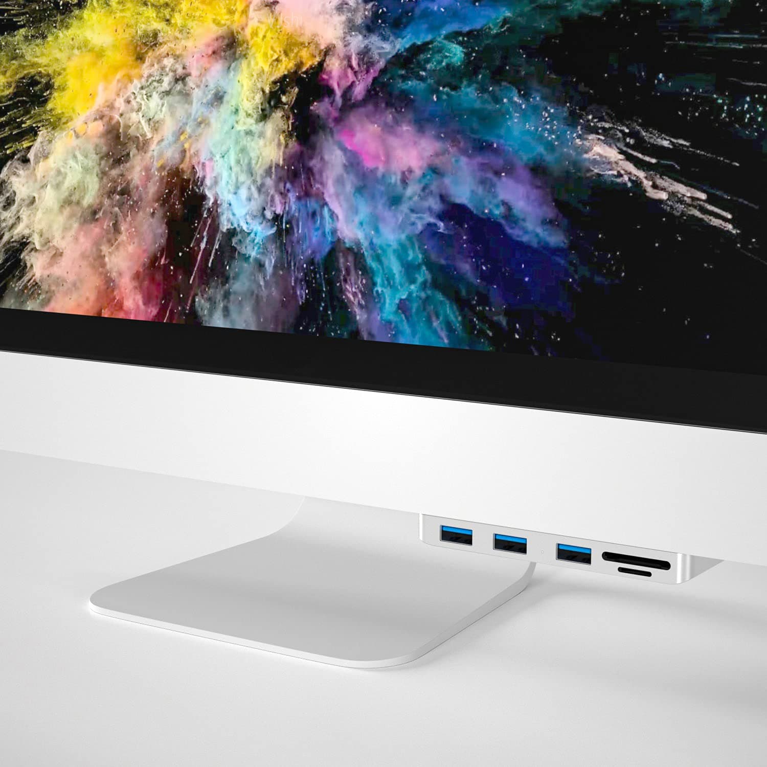 iMac Hub Aluminum USB Hub Adapter Docking Station with Micro SD & Micro SD Card Reader Combo and 3 USB 3.0 Port Compatible with 2021 iMac and iMac Pro (Upgrade Version)