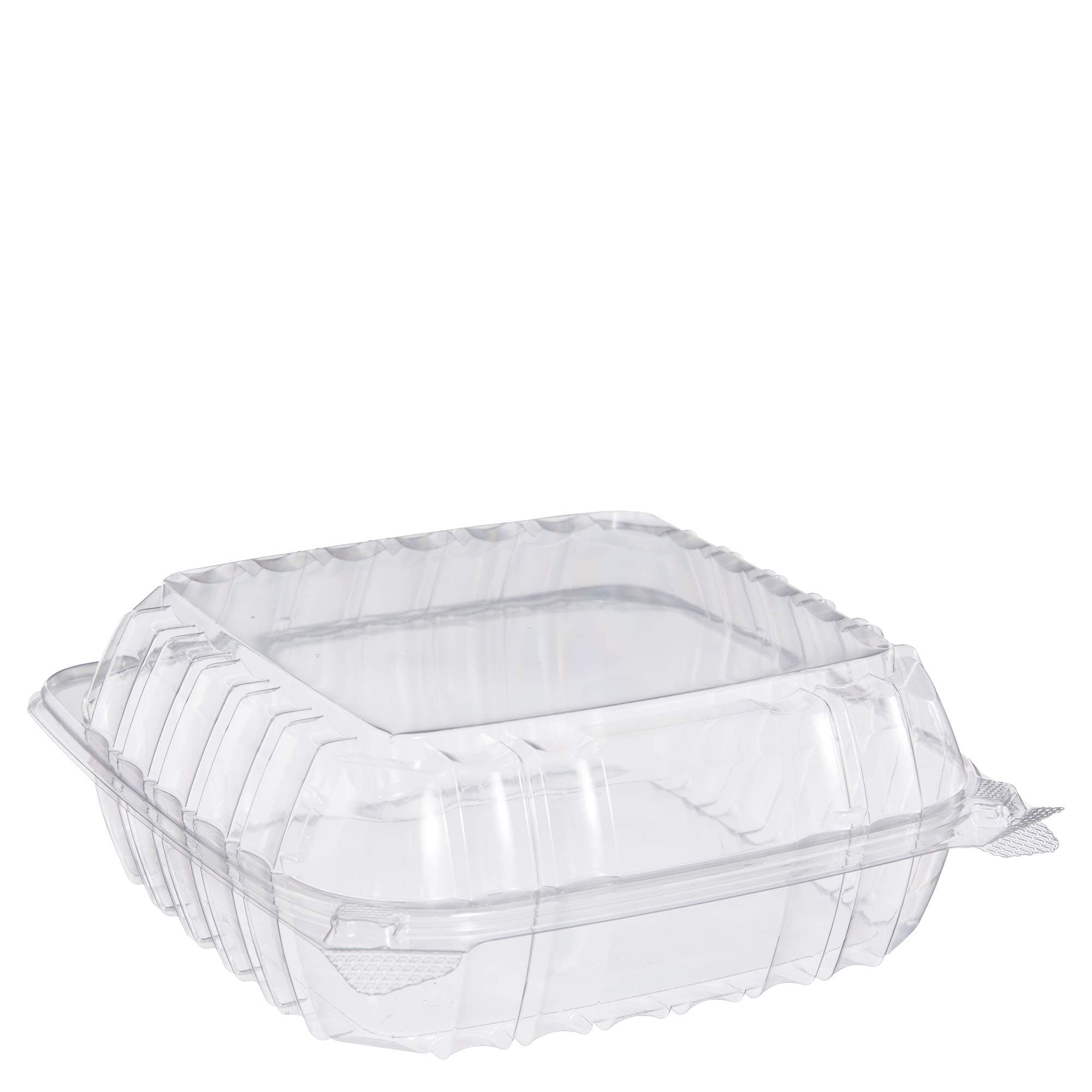C90PST1 ClearSeal Plastic Hinged Containers, Clear, 8.2 x 8.3 x 3 Inches, Case of 250