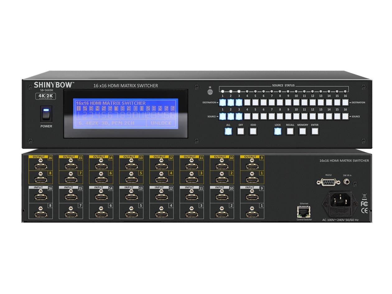 Shinybow 16x16 HDMI UHD 4K2K Matrix Routing Switch with Full EDID Management/Learning