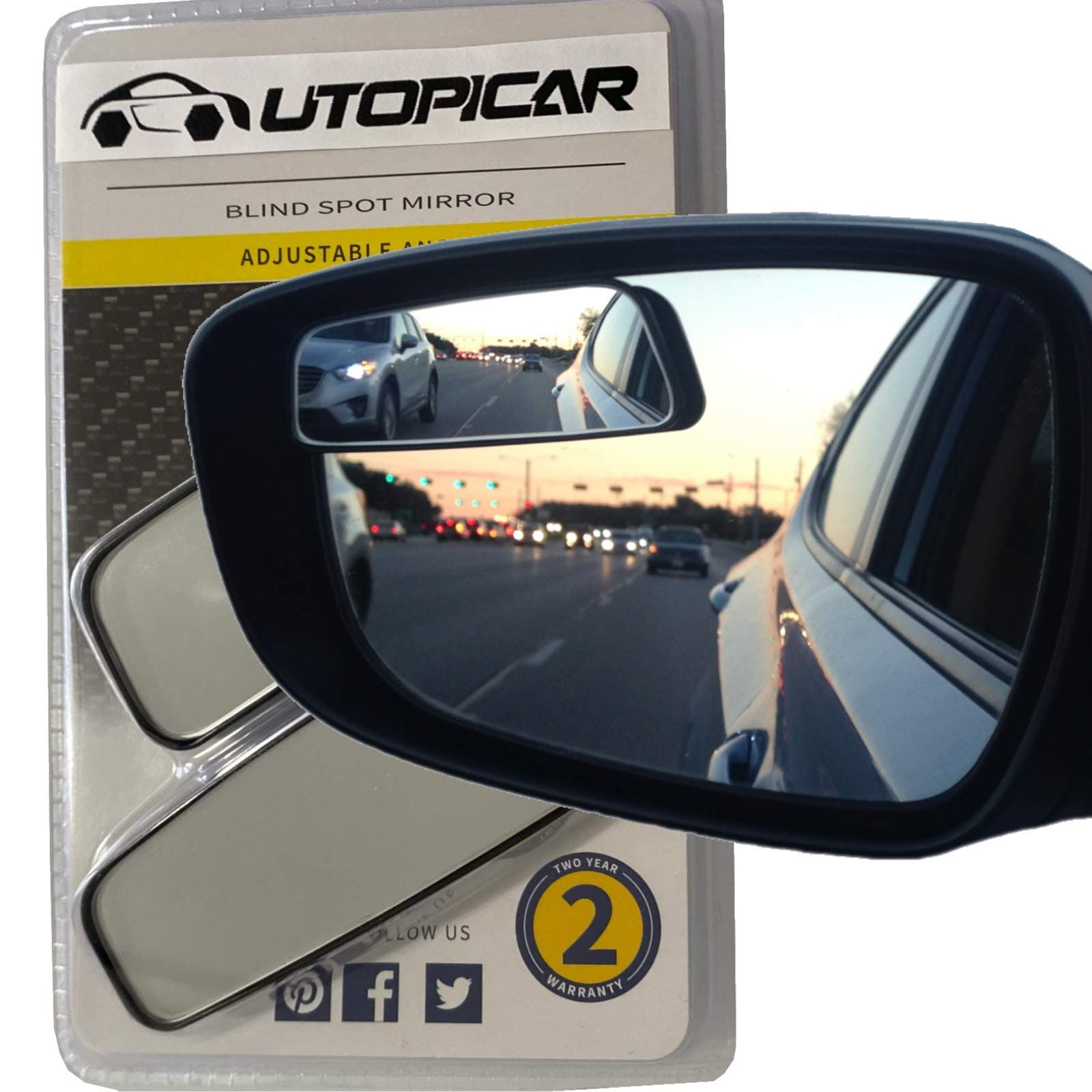 Blind Spot Mirrors - Car Door Mirror for Blind Side - Change lanes and merge highways safely - best rear view [adjustable & stick-on] (2 pack, left and right)