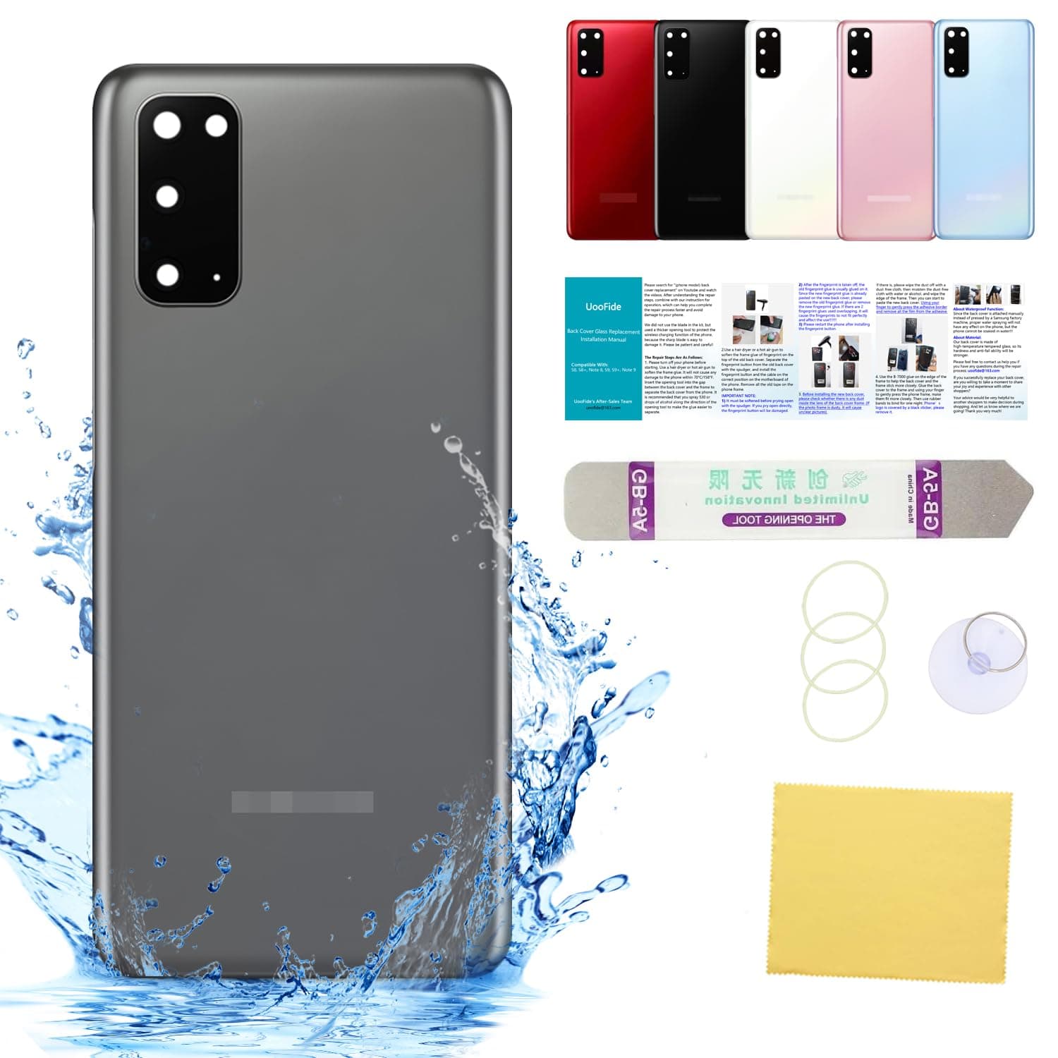 Compatible for Samsung Galaxy S20 Replacement Back Cover Glass 6.2-Inches Galaxy S20 5G SM-G980 SM-G981 All Carriers with Installation Manual + Repair Tool Kit (Cosmic Grey)