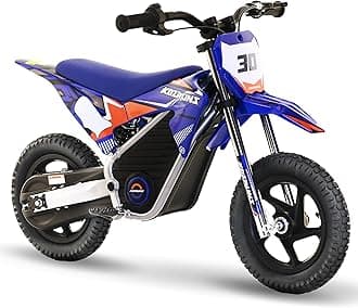 AIII Electric Dirt Bike for Kids 3-7, High Performance Racing Grade Motorcycle, Up to 8MPH, 2 Speed Settings, 12-Inch Off-Road Tires, Rear Disc Brakes & Advanced Shock Absorption, Blue