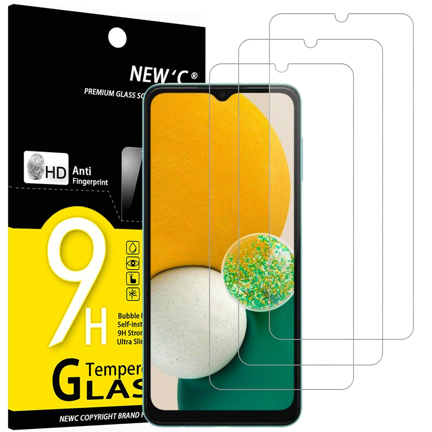 NEW'C 3 Pack Designed for Samsung Galaxy A13 4G / Galaxy A13 5G, Screen Protector Tempered Glass, Case Friendly Anti Scratch Bubble Free Ultra Resistant