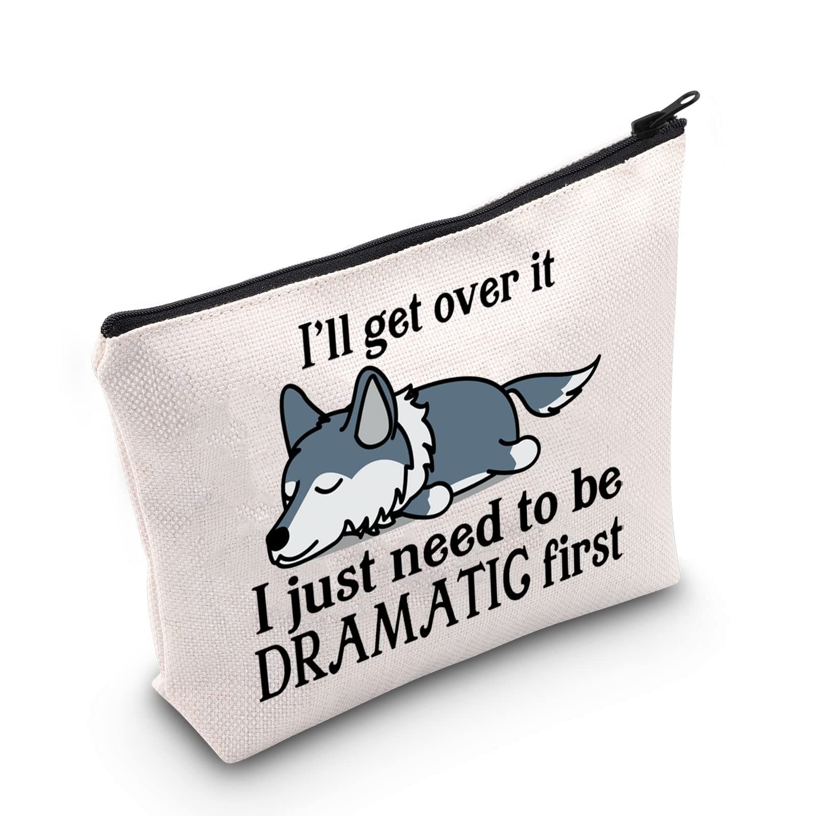 Howling Wolf Gift Animal Lover Gift I'll Get Over It Wolf I Just Need to Be Dramatic First Zipper Bag, Wolf Uk, big
