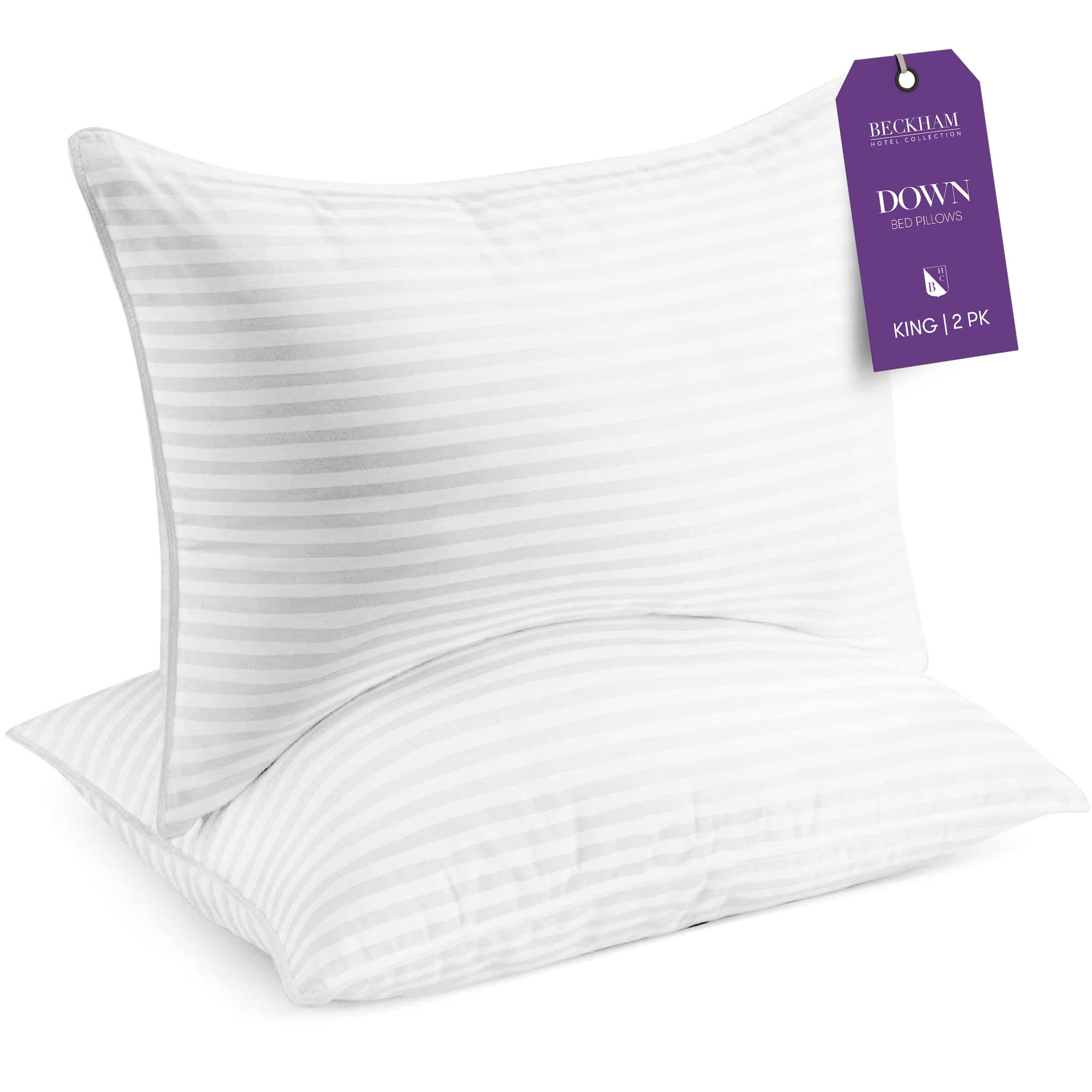 King Size Bed Pillows Set of 2 - Down Pillow for Sleeping - Back, Stomach or Side Sleepers