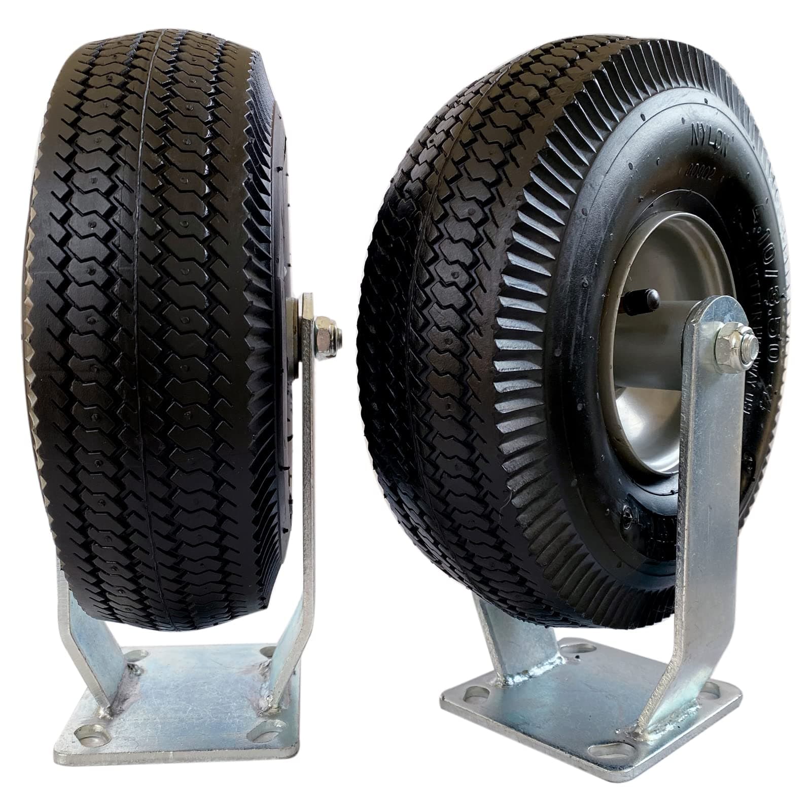 2-Rigid 10" Pneumatic Caster ，Black Rubber Wheel - 800 lbs. Capacity