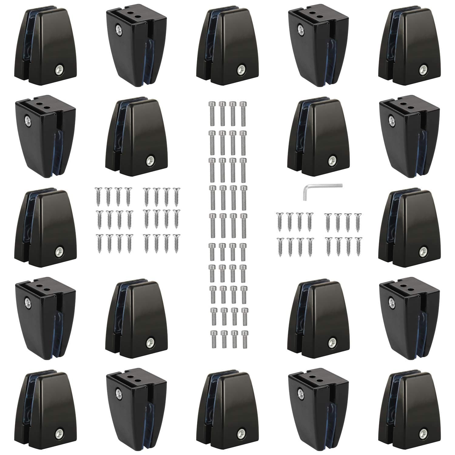20 PCS Office Desk Partition Support Bracket,Desk Divider Clamp Brackets Shelf Clip Clamp Holder Screen Clip Holders,Desk Privacy Screen Clips Clamps Sneeze Guard Bracket Support 0-1/2" Panel (Black)