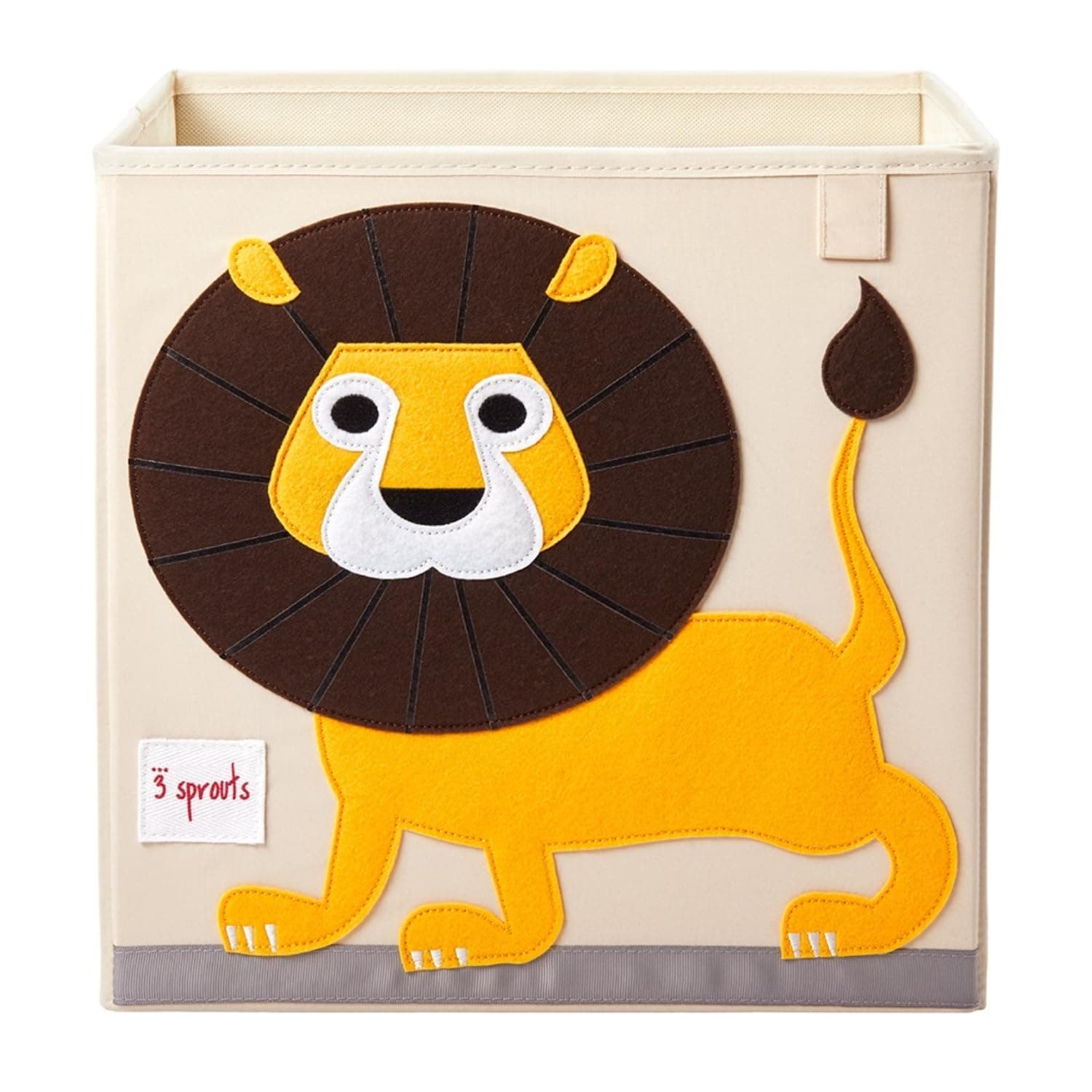 3 Sprouts Cube Storage Box - Organizer Container for Kids & Toddlers, Lion