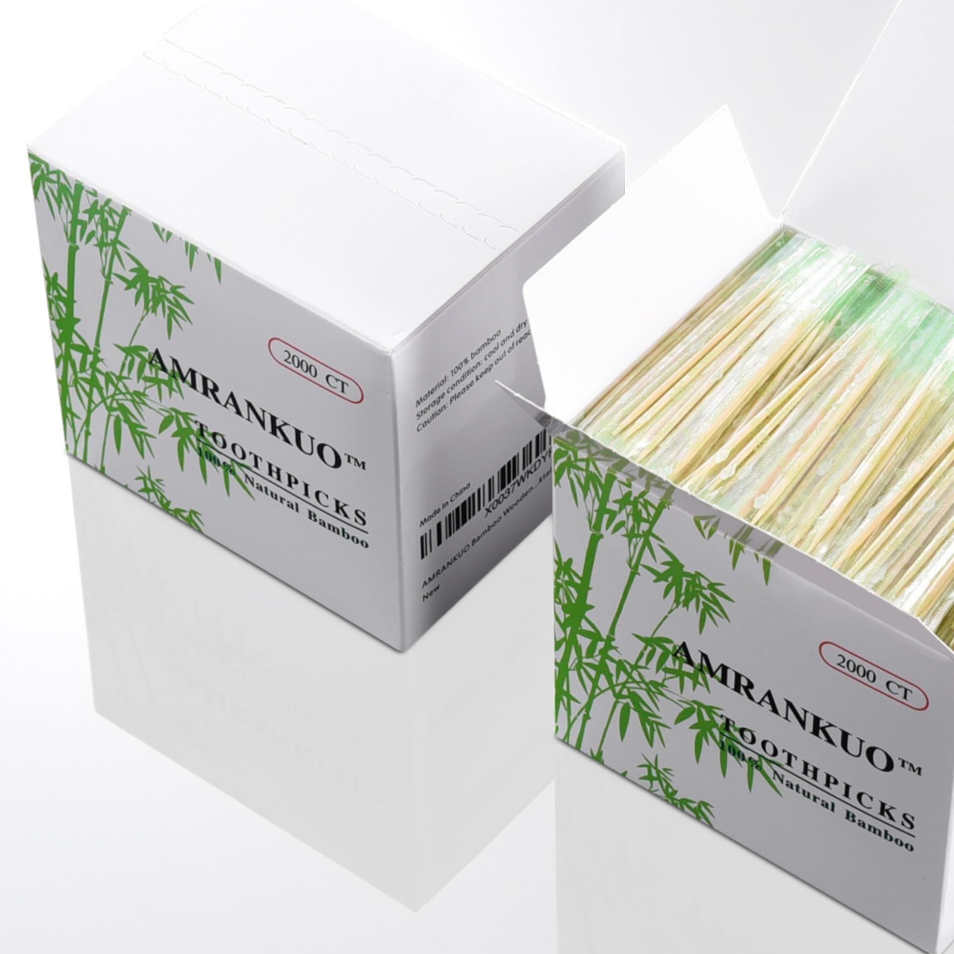 Bamboo Wooden Toothpicks With Individually Wrapped Package| 2000-Count Round Toothpicks| Good for Small Appetizer,Party,Cleaning Teeth,Cocktail Picks, BBQ, Craft.