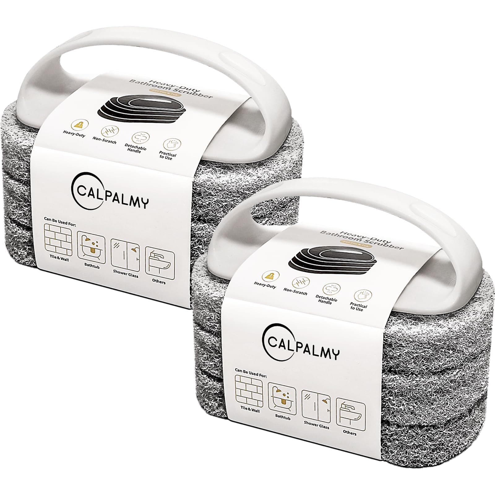 CALPALMY Professional Sealer Applicator Pad with Handle, Non-Scratch Scrubbing Pads Perfect for Cleaning to All Natural Stone and Tile Like Marble, Granite, Concrete & Slate (6-Pack)