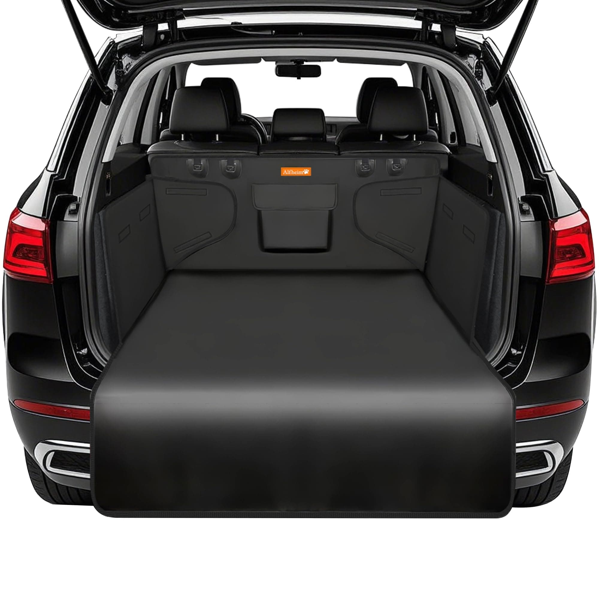 Alfheim Car Boot Liner Protector - Nonslip Waterproof Pet Dog Back Seat Cover - Durable Washable Cargo Cover Mat Travel, Universal for Medium Small Car Truck SUV (Black)