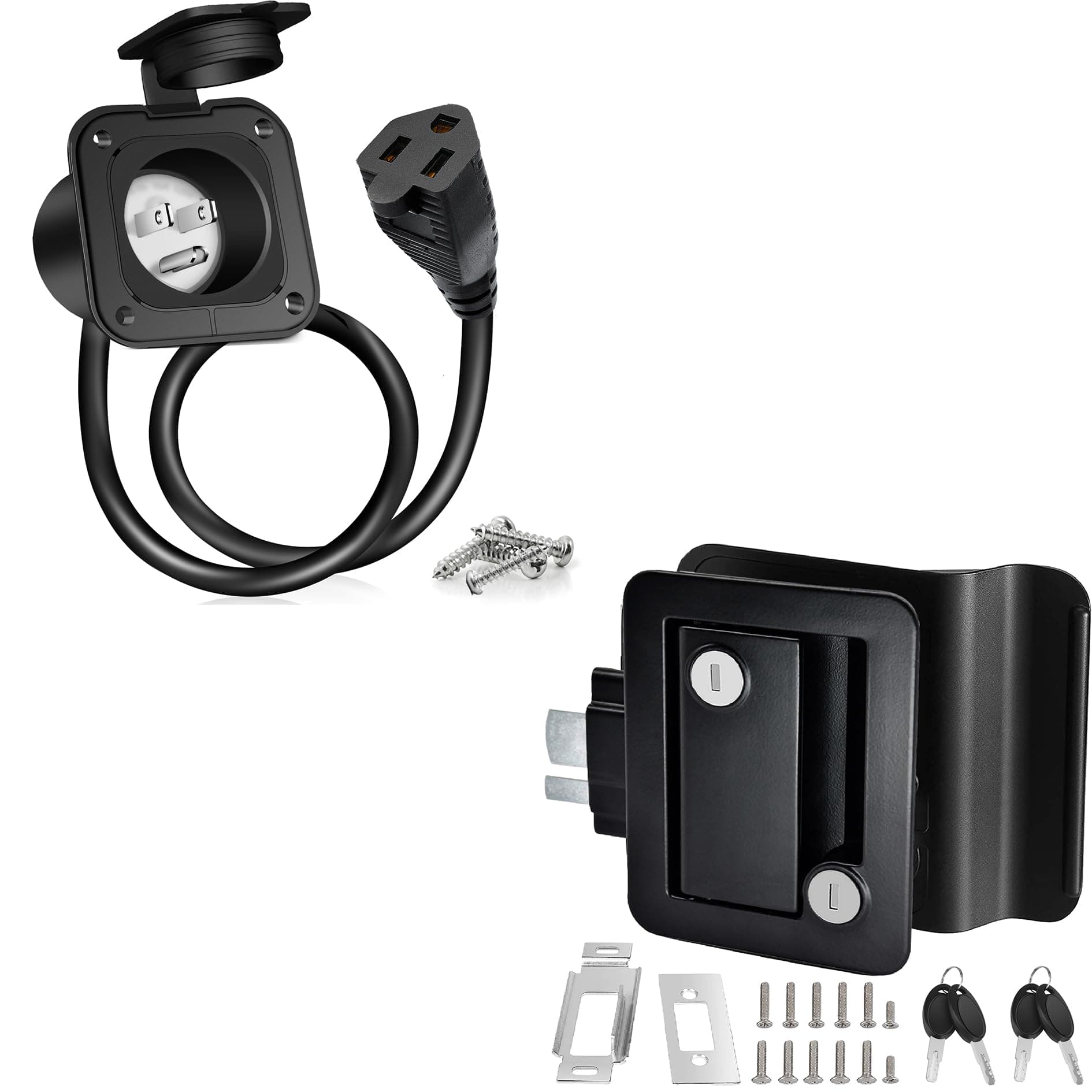 Bundle with 15 Amp Flanged Inlet | Waterproof RV Shore Power Flanged Receptacle