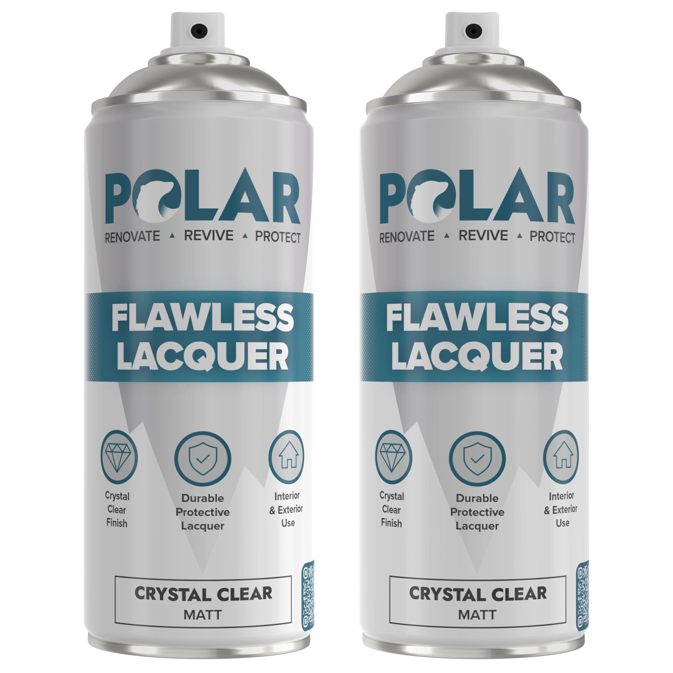 Polar Premium Clear Lacquer Spray, Clear Matt Finish, Pack of 2 800ml (2X 400ml) Fast Drying for Interior and Exterior Surfaces