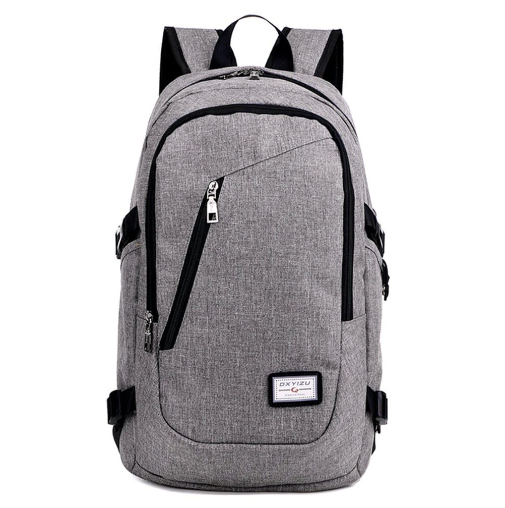 NAGU Business Water Resistant Polyester Laptop Backpack with USB Charging Port and Lock Fits Under 17-Inch Laptop and Notebook (Grey)