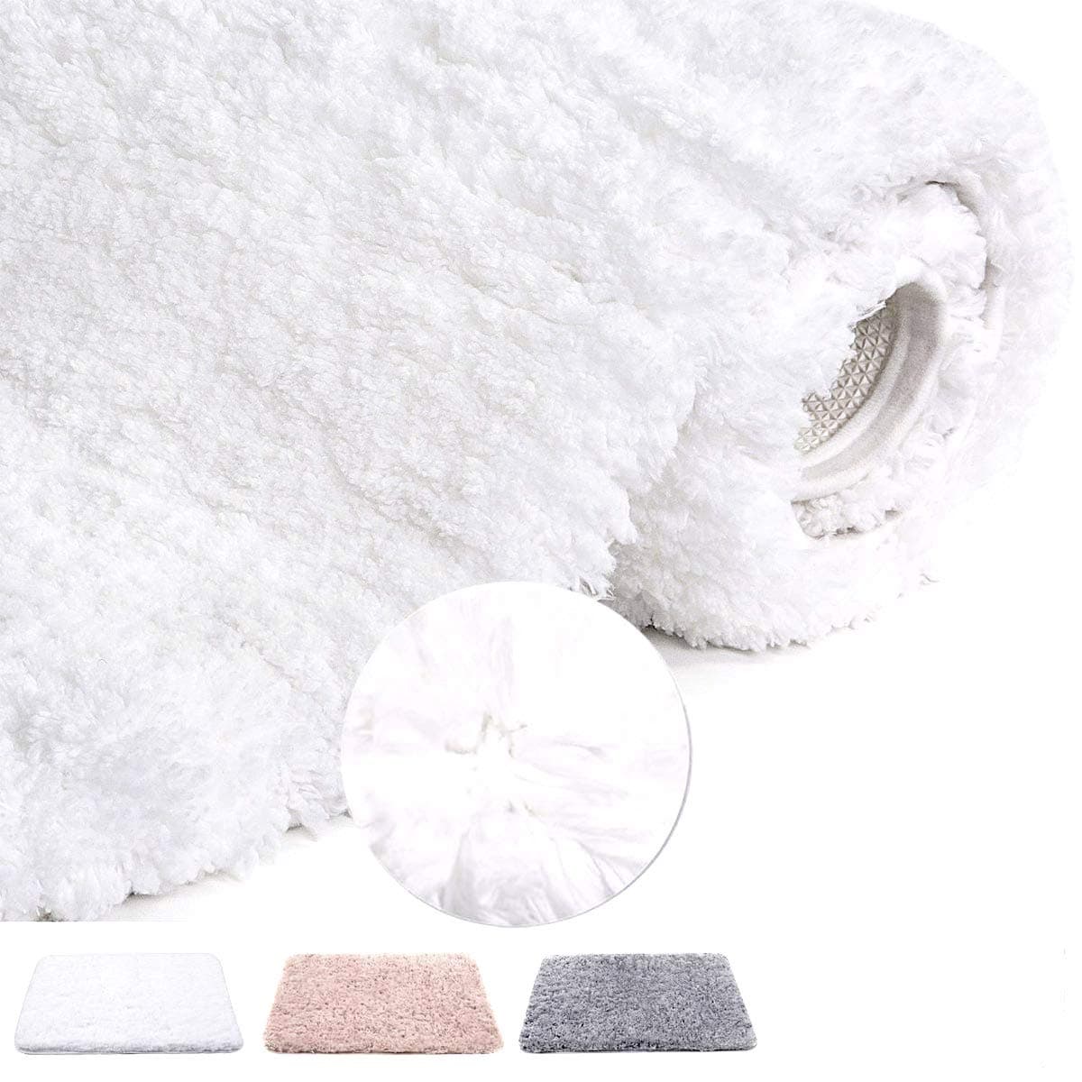 Soft Shaggy Bathroom Rugs with Luxury Fluffy Microfiber Surface and Non-Slip TPR Backing Water-Absorbent 20 by 32 inches