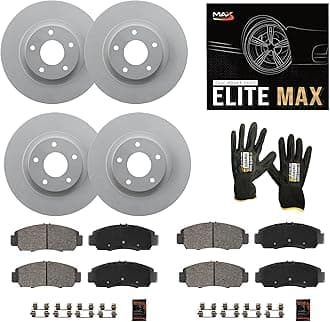 Max Advanced Brakes Front & Rear Brake Kit Compatible With 2009-2016 2017 Chevy Traverse Compatible With GMC Acadia Replacement Geomet Coated OE Disc Brake Rotors and Ceramic Brake Pads