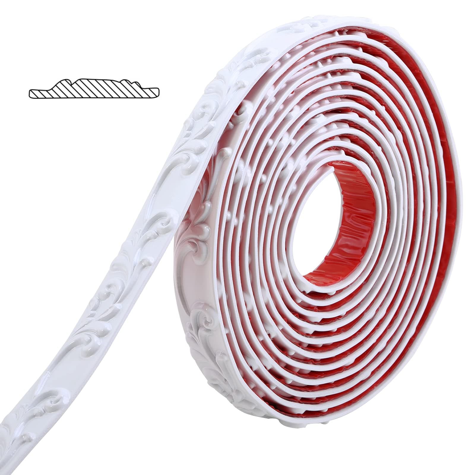 Paintable Wall Trim | Crown Molding for Cabinet Mirror Frame Wall Edge Home Decor | Peel and Stick Self-Adhesive Design, 5m x 26mm