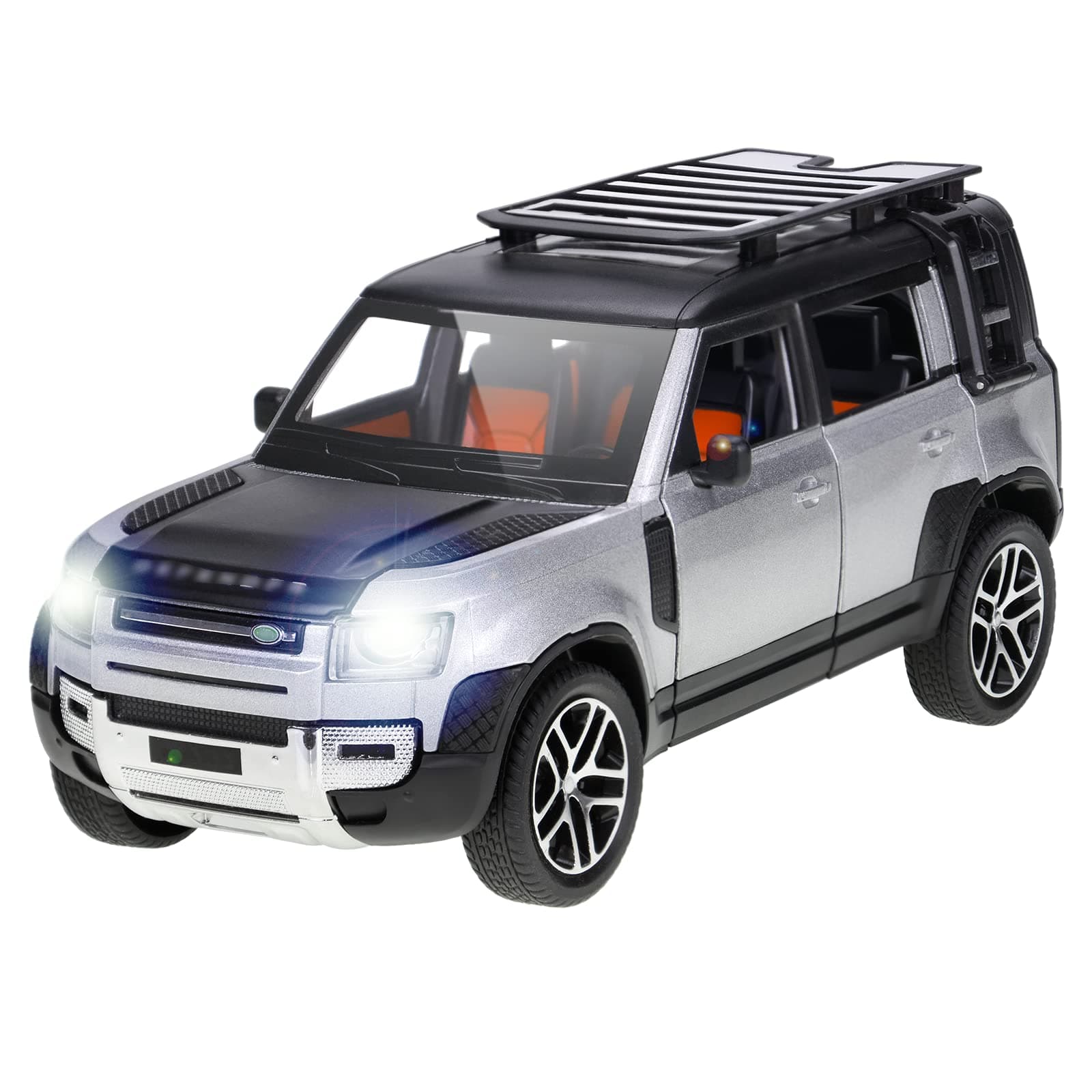 ARCADORA 1/24 Diecast Model Car Pullback Vehicle Toy Collection for Land Rover New Defender 110, Kids Gift, with Sound and Light