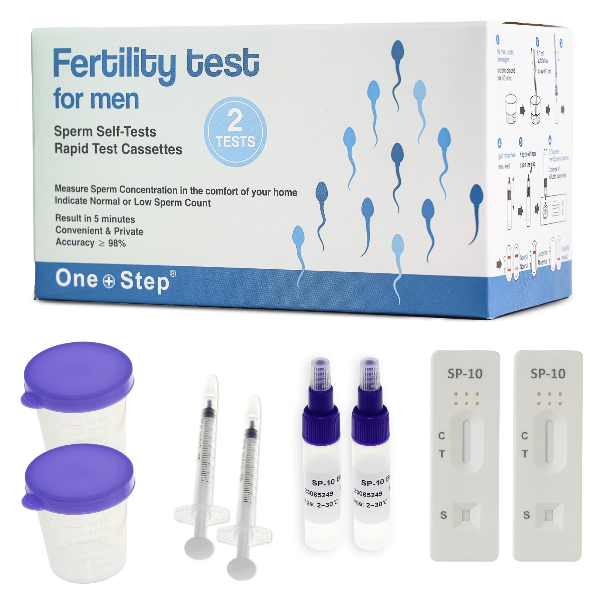 – Male Fertility Test Kit, 2‑Test Pack – Home Sperm Check Test for Men – Quick Male Fertility Rapid Test – Detects SP‑10 Protein & Estimates Sperm Concentration – in Vitro Infertility Aid