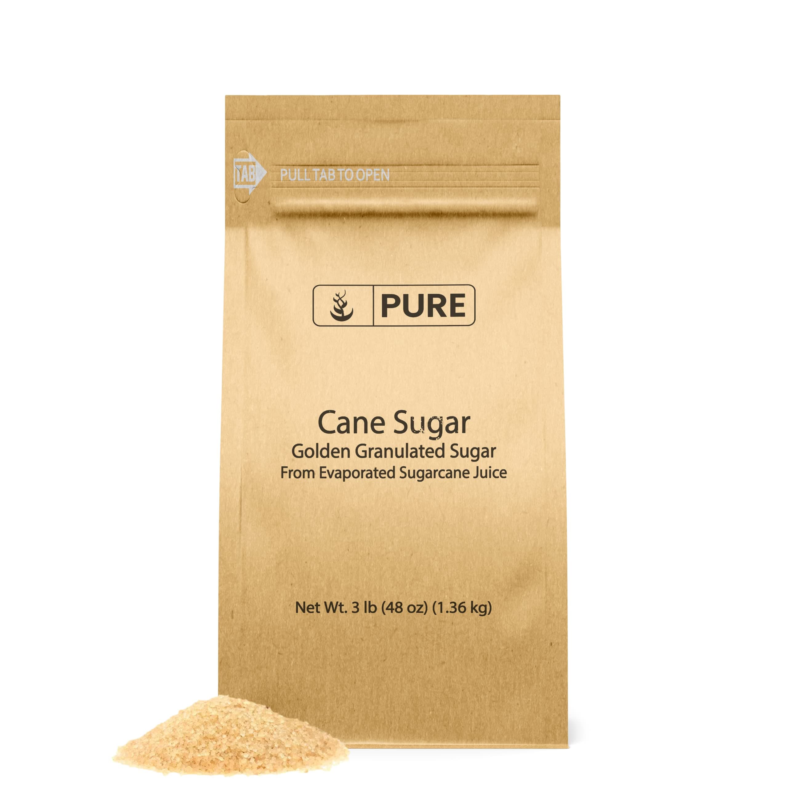 Pure Original Ingredients Cane Sugar (3 lb), Baking, Kitchen Staple, Always Pure, No Additives or Fillers