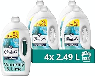 Comfort Creations Waterlily & Lime Fabric Conditioner with Stay Fresh technology for 100 days of freshness + fragrance* 4x 2.49 L (332 washes)