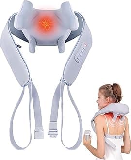MASGRE Electric Shiatsu Back and Neck Massager, Cordless Shoulder Massager with Heat, Deep Tissue 3D Kneading Massage Pillow for Shoulder, Leg, Body Muscle Pain Relief, Gifts for Men Women