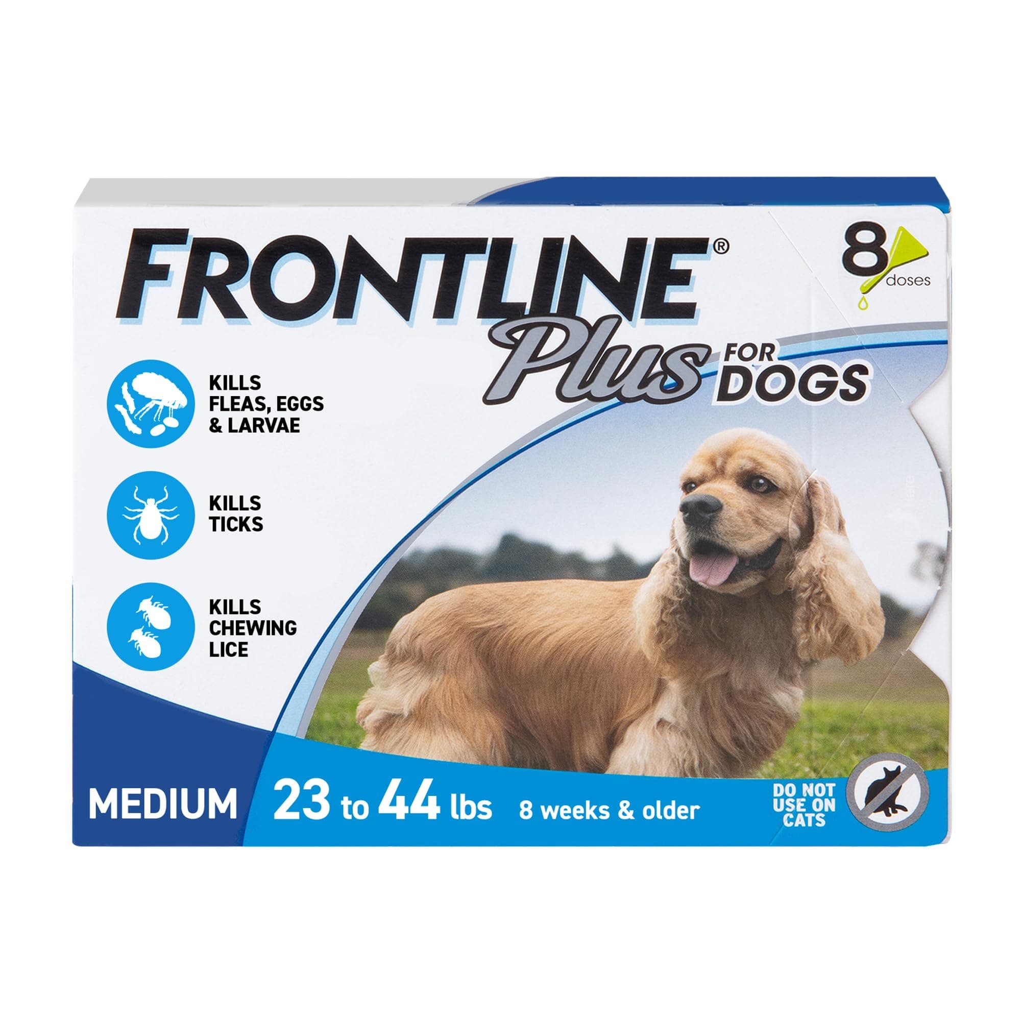 Plus Flea and Tick Treatment for Medium Dogs Up to 23 to 44 lbs., 8 Treatments