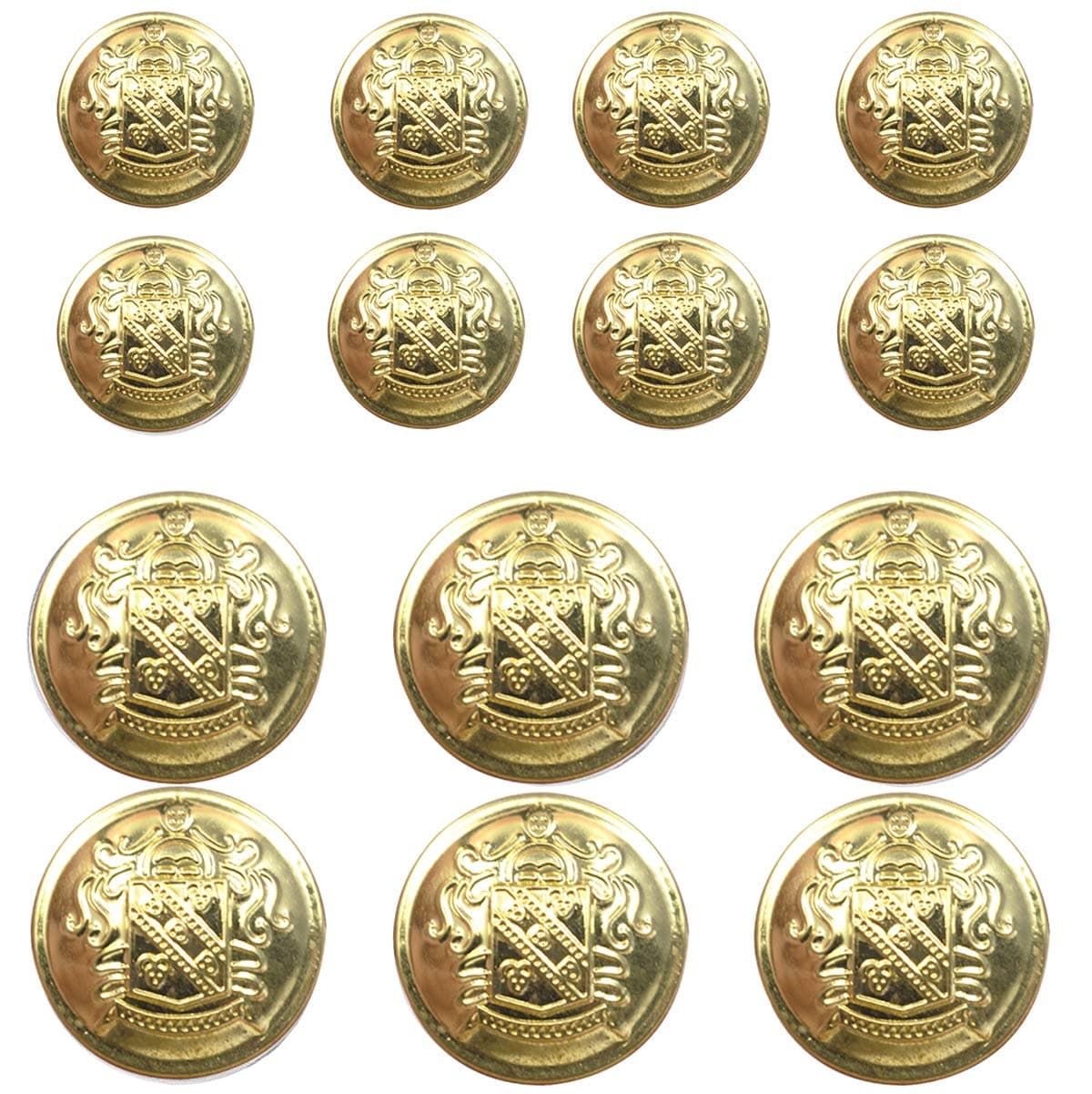KENDANY 14 Piece Metal Blazer Button Set - for Blazer, Suits, Sport Coat, Uniform (Gold 0.7 inch-0.9 inch)(18mm-23mm)
