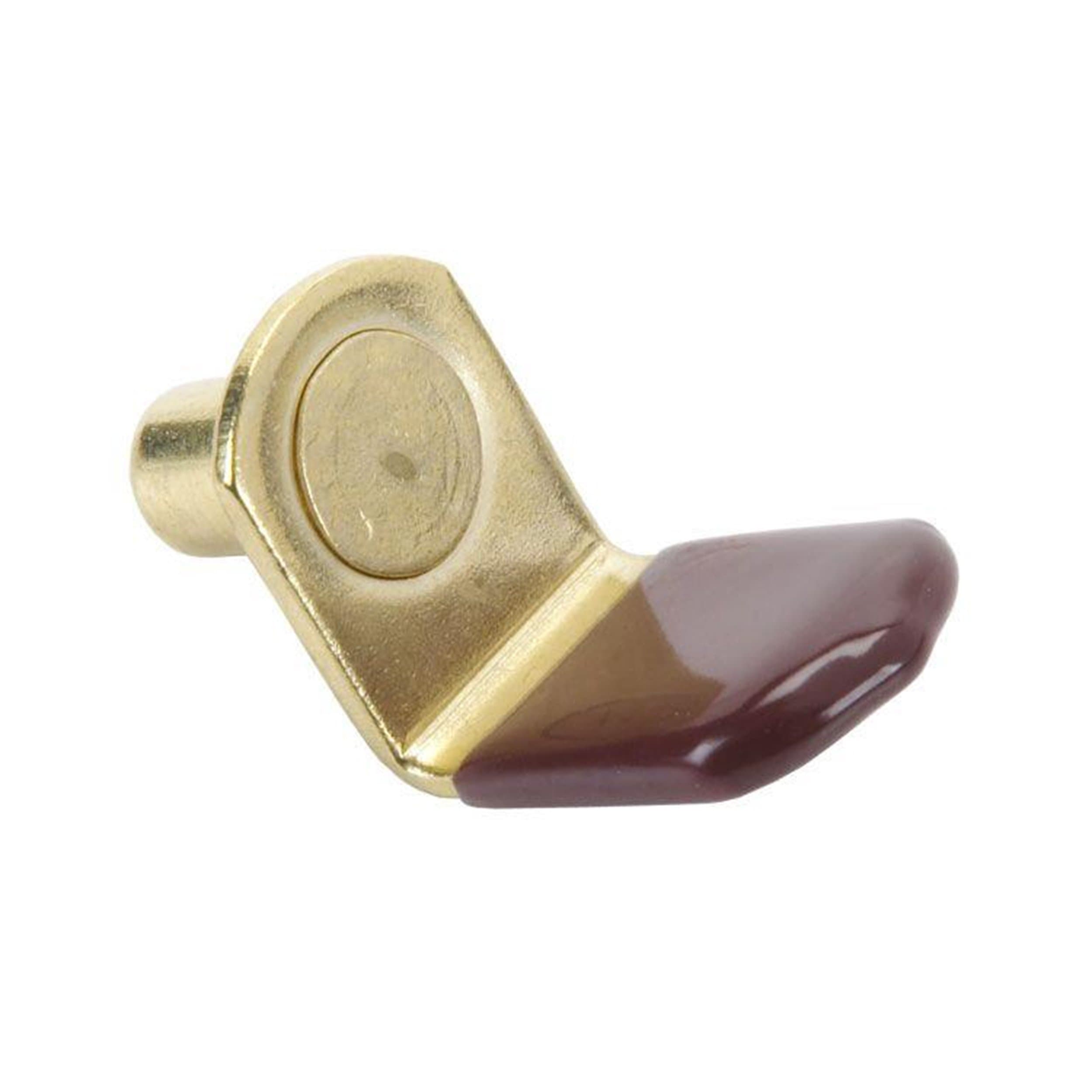 Glass Shelf Support, Bracket Style, Brass With Brown Sleeve, 1/4" (25)