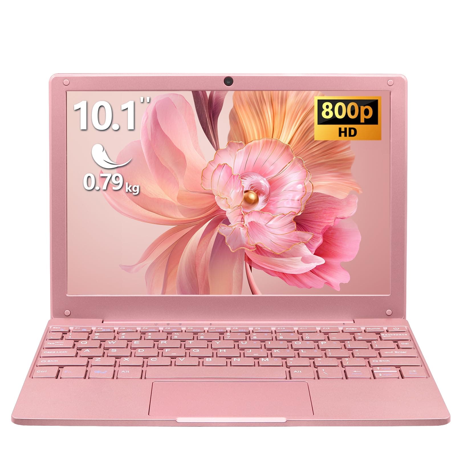 BINTEC 10.1 inch Ultra-Thin Portable Mini Laptop, Celeron N4020 Processor (up to 2.8Ghz), 8GB RAM DDR4,Weight only About 0.8Kg,Built-in Webcam, WiFi, Easy to Carry (Rose Gold, 8G+128GB SSD)