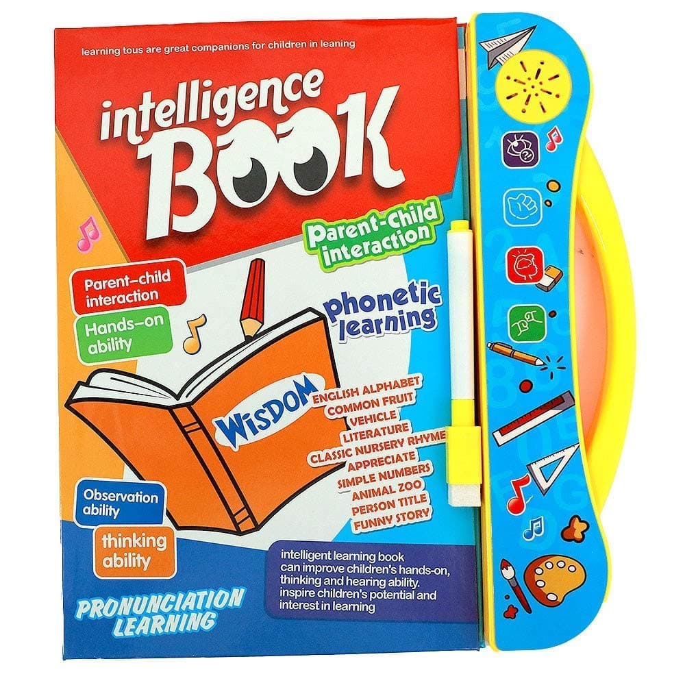 PLUSPOINT Intelligence Book Learn English Letters & Words Learning Sound Book, Fun Educational Toys. Activities with Numbers, Shapes, Animals Phonetic Learning for Toddlers