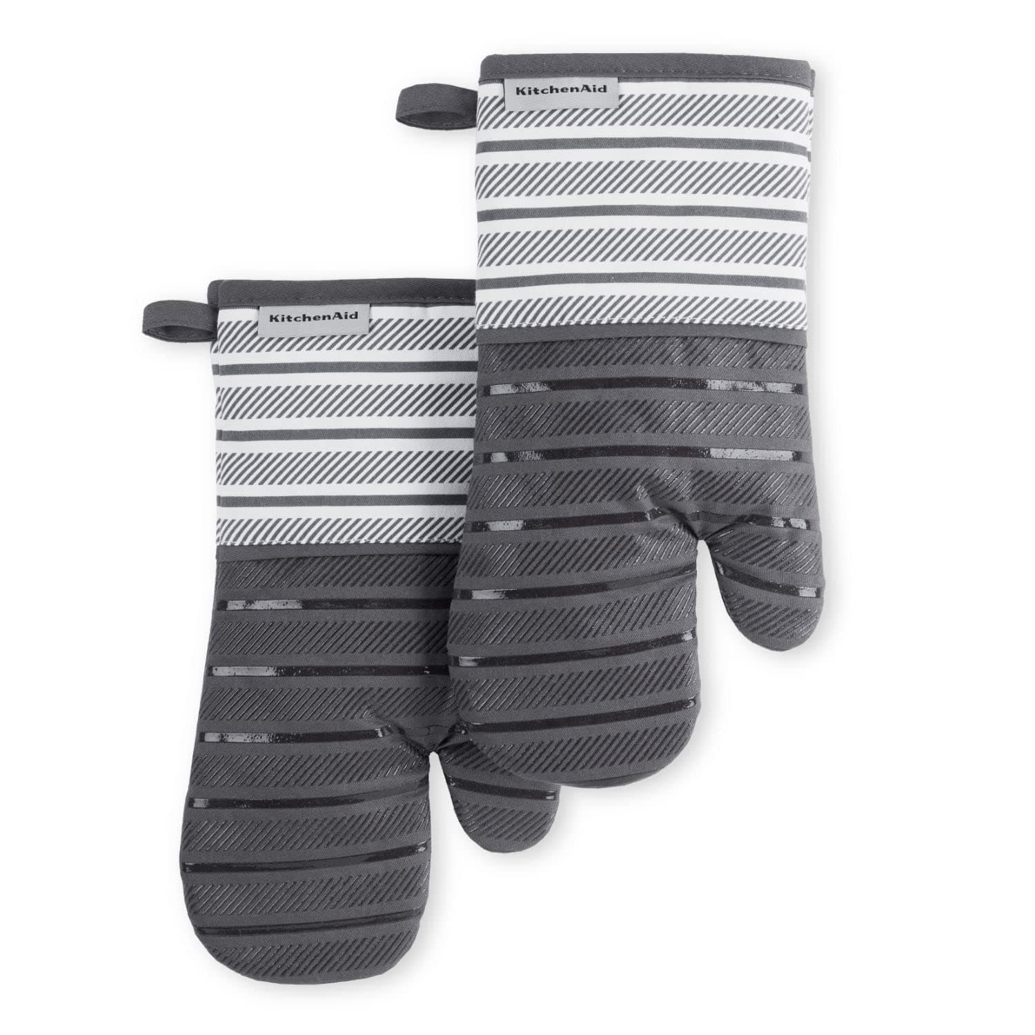 KitchenAid KA Albany OM Oven Mitt Set, 7"x13", Charcoal Grey