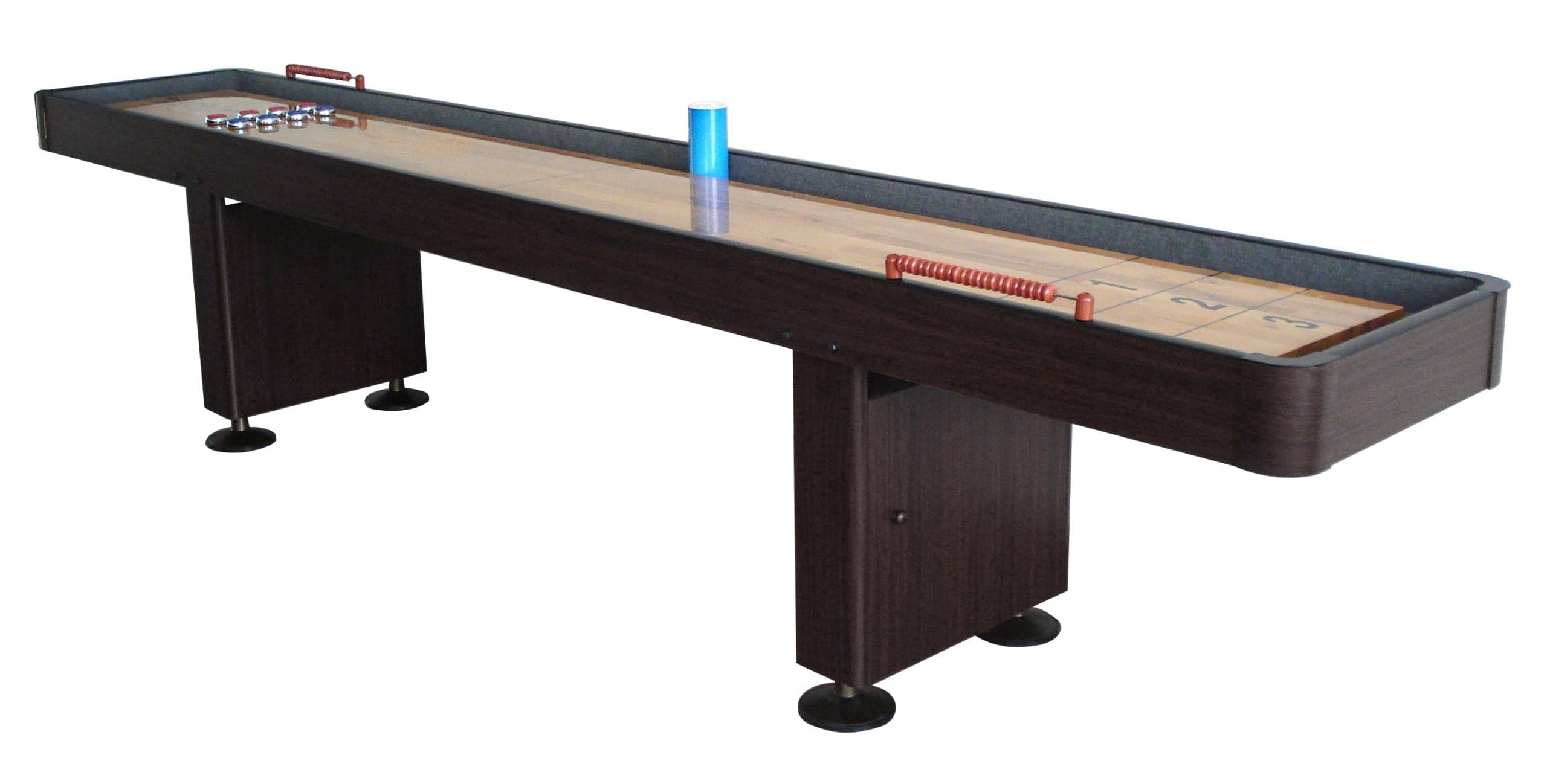 SHUFFLEBOARD TABLE 12 FT SET Hardwood Block Surface Harvil Home Game - Free Inside Delivery - Walnut Laminate New