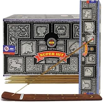 Super Hit Incense Sticks 15g x 12 and Incense Stick Holder Bundle Insence Insense Satya