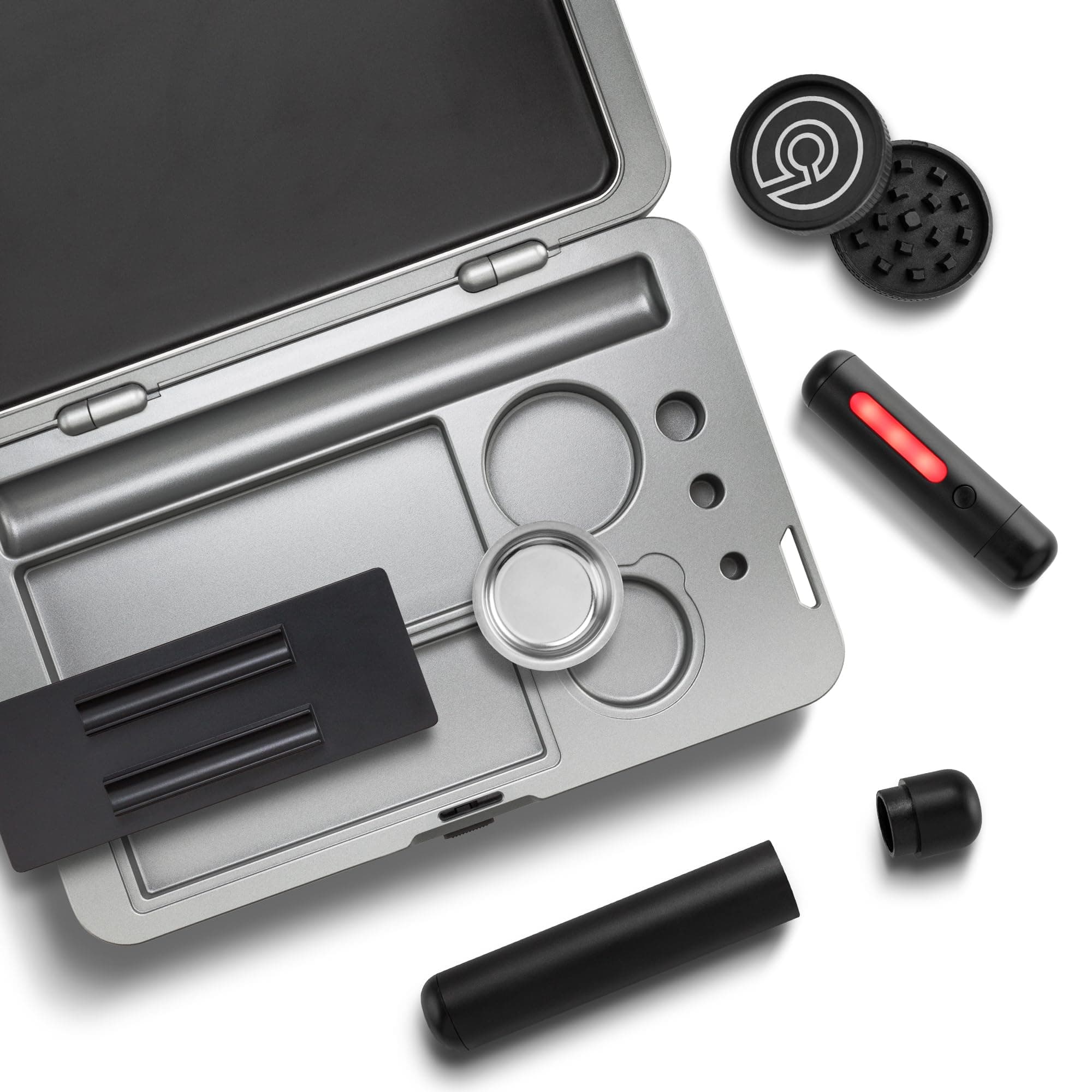 MLT9 Gray Portable Tray with Bright Magnetic L.E.D Sealed Storage Box, Mobile Lap Tray Survival Set Gifts Includes Accessories