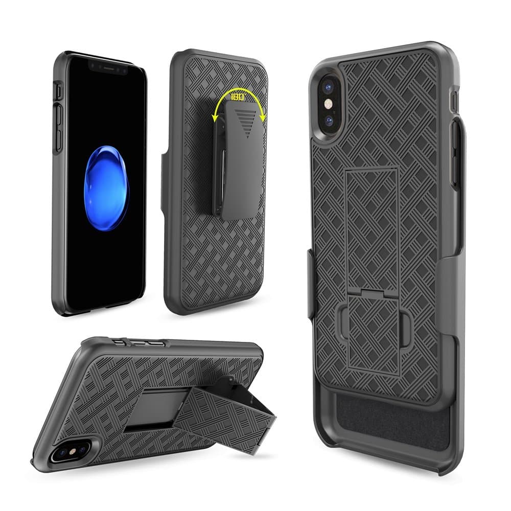 iPhone X Case, iPhone Xs Case, Moona Shell Holster Combo Case for Apple iPhone X / XS with Kickstand & Belt Clip '2 Year Warranty' - iPhone 10 / 11 Belt Clip Case Thin Holster