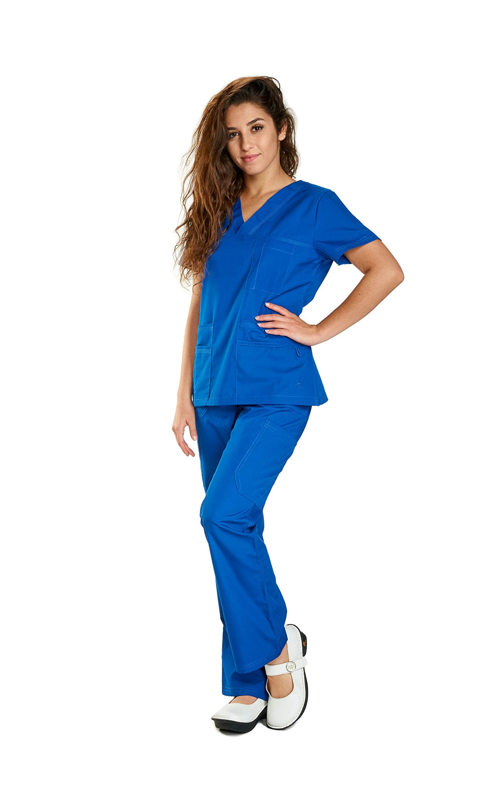 1606 V-Neck W/Crossover Front Yoke TOP and Cargo Pants Set