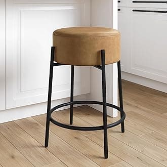 Nathan James Isaac 24" Modern Backless Bar Stool with Round Soft Padded Uphol...