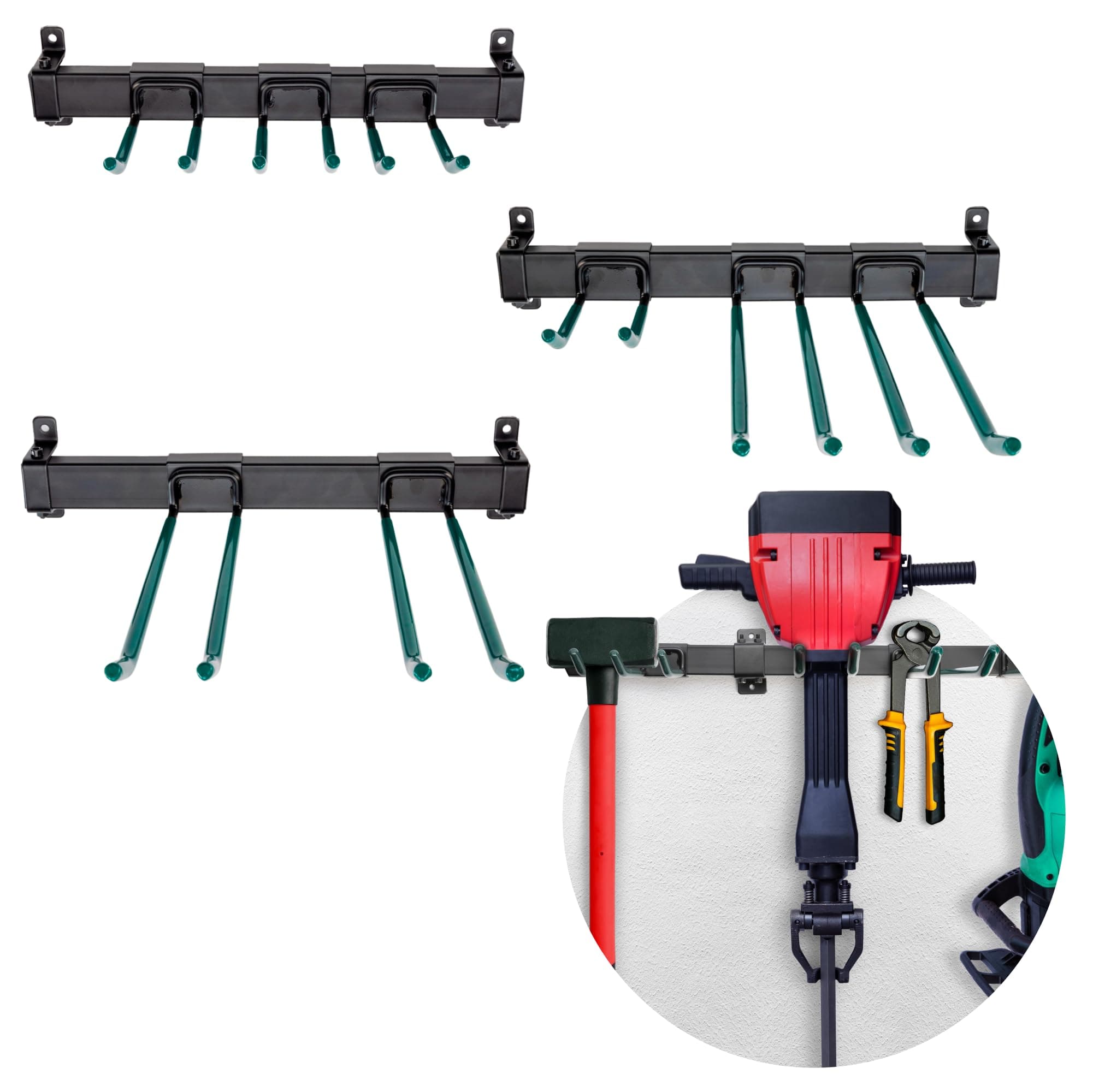 IDL Packaging Industrial Grade 48" Garage Tool Organizer with 8 Hooks, 720 lbs Total Holding Weight - for Repair Shops, Warehouses, Storages, Garages - Super Heavy-Duty Wall Mount Gear