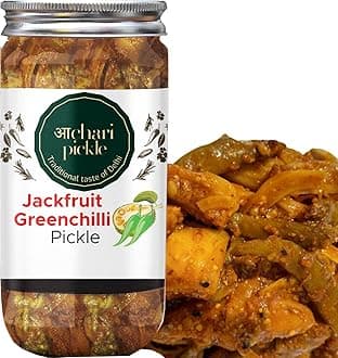 Delhiwala Kathal & Harimirch Achar Homemade Tasty Pickle Achar - 400 gm Jackfruit & Greenchilli Pickle I Taste Bhi Health Bhi I Homemade & Organic