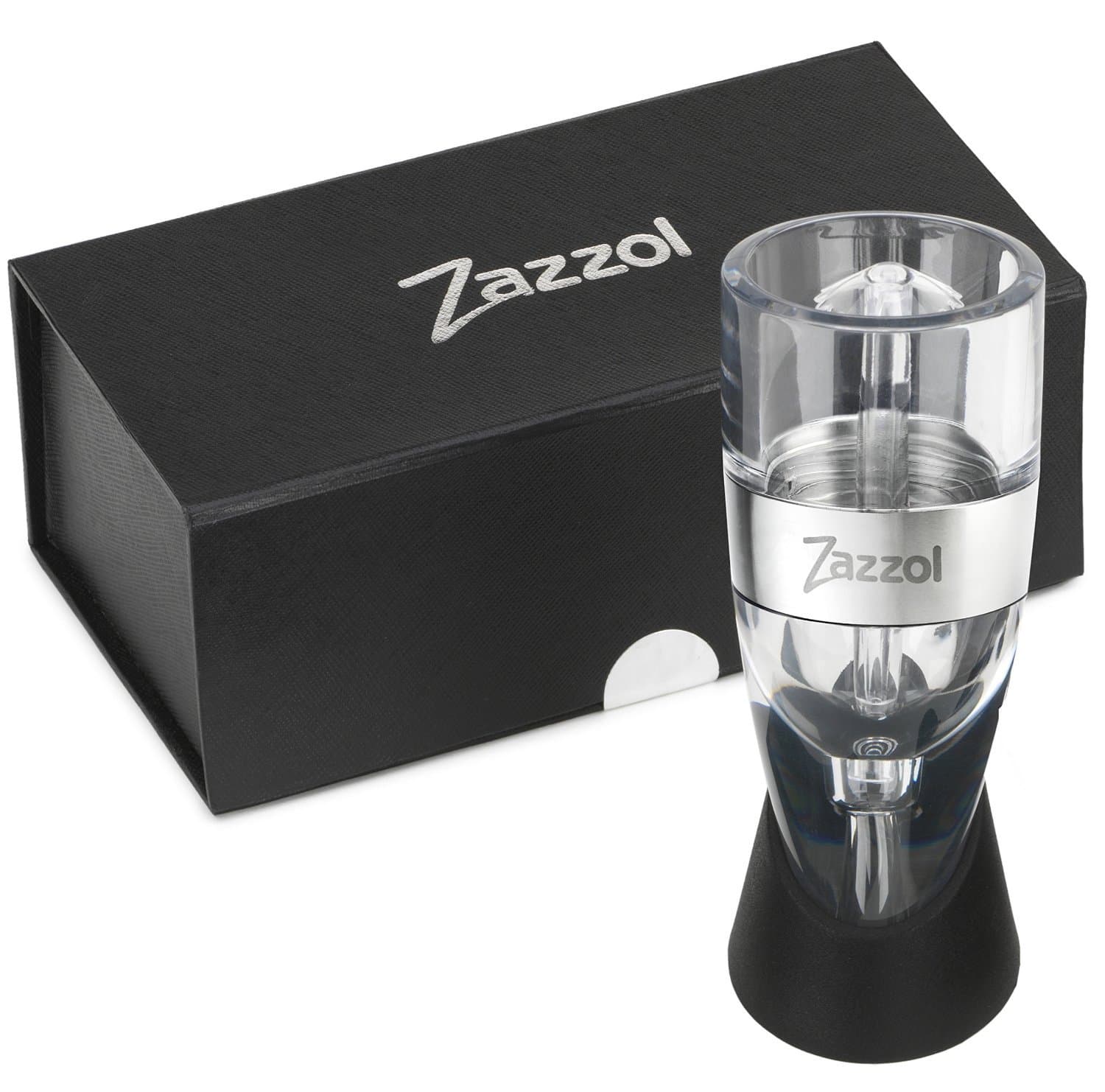 Zazzol Wine Aerator Decanter - Multi Stage Design with Gift Box - Recommended by Business Insider Luxury Aluminum Ring