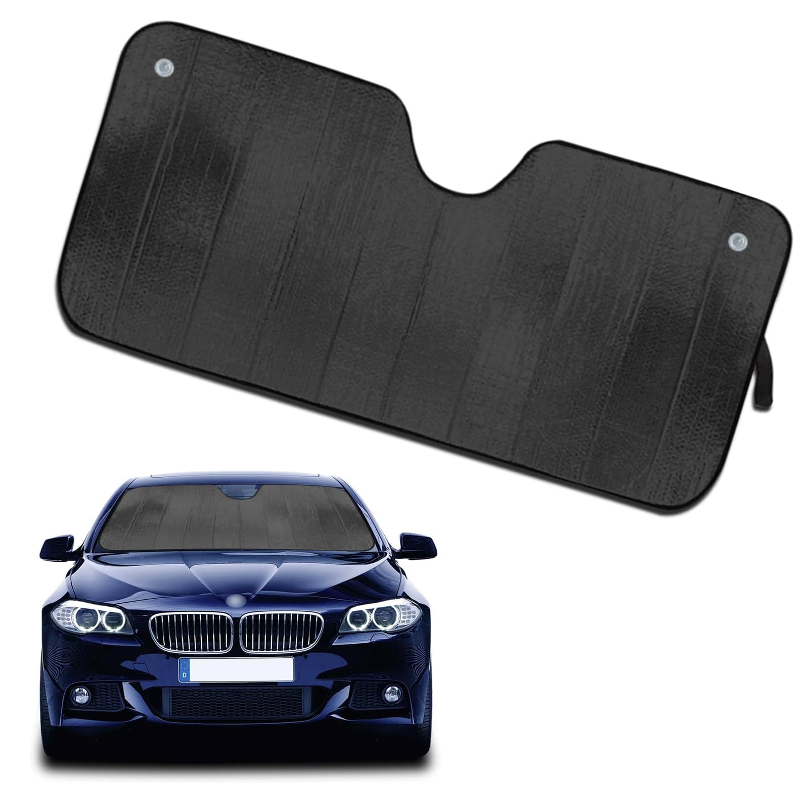 Pack-1 Car Front Windshield Sunshade, 57 Inches x 27.5 Inches Heat Shield, Automobile Replacement Accessories, Universal for Most Cars, Trucks and Vans (Black)