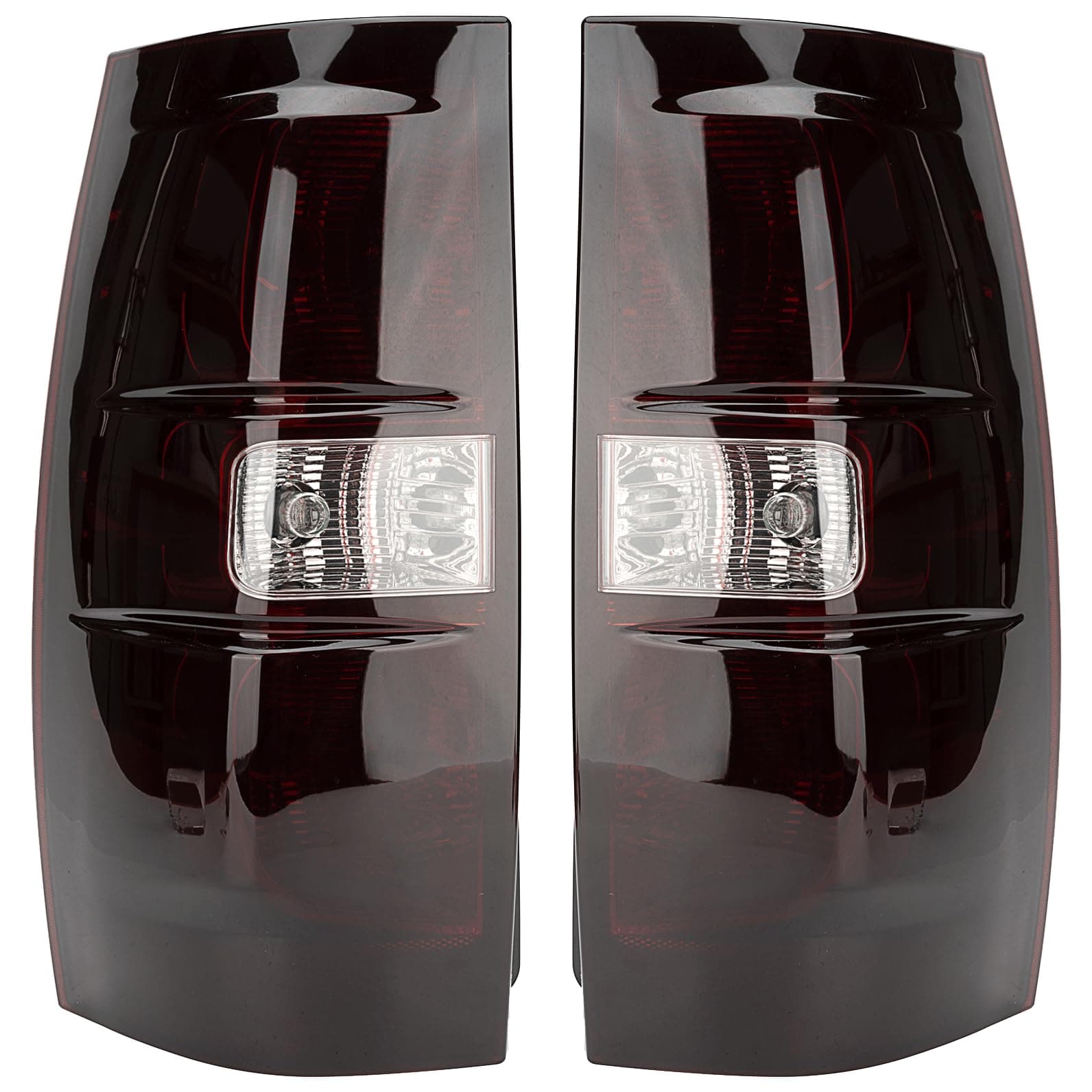 Tail Light Assembly Compatible With 2007-2014 Chevy Tahoe/Suburban Driver and Passenger Side Smoke Red Rear Brake Lamps With Bulb Inside And Wiring Harness Replaces# GM2800196 25862701 22837923