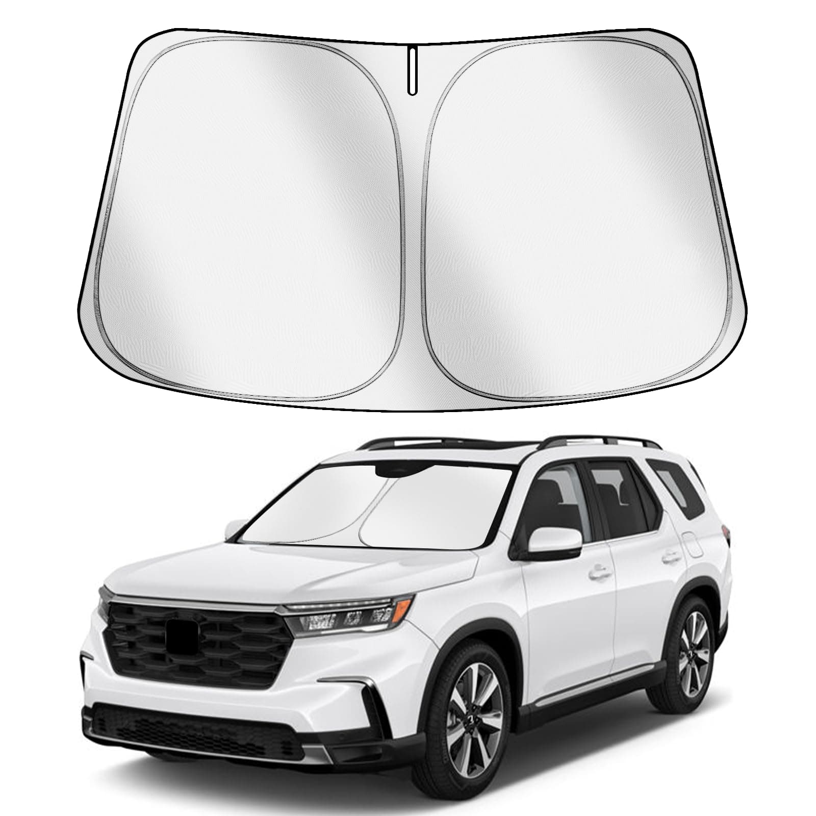 VAWIT Car Windshield Sun Shade Compatible with Honda Pilot 2016-2025 Accessories, Foldable Window Sunshade Block UV Rays and Sun Heat