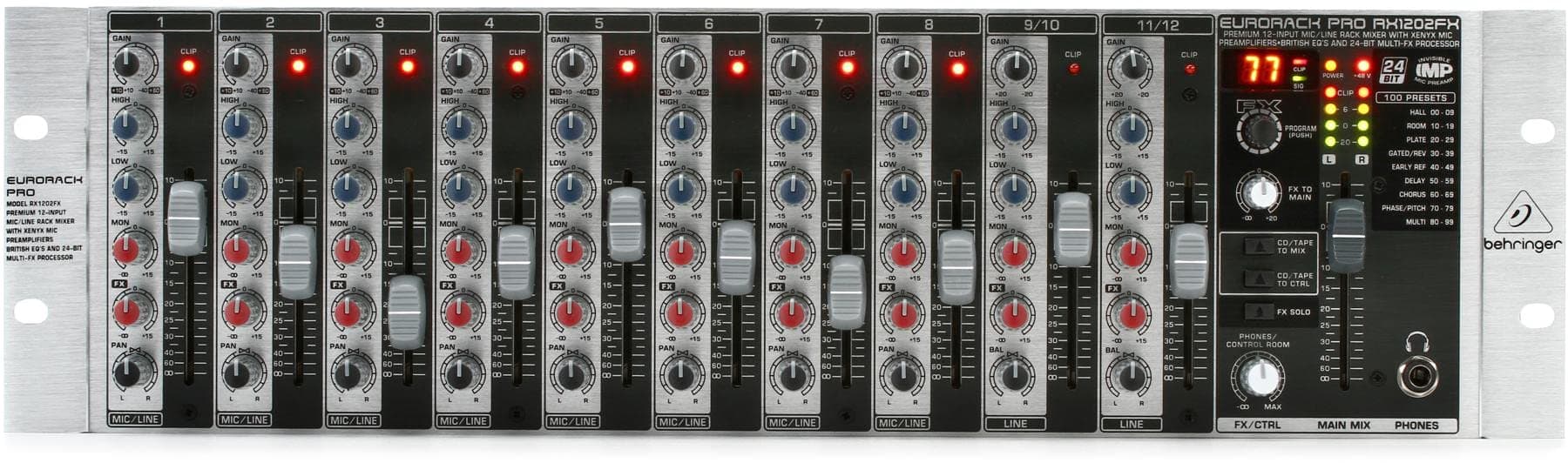 Eurorack Pro RX1202FX Rackmount Mixer with Effects