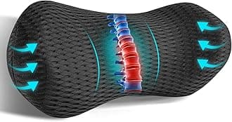 Lumbar Support Pillow for Office Chair Car Lumbar Pillow,Memory Foam Back Cushion with Breathable 3D Mesh Lumbar Support Orthopedic Backrest for Lower Back Pain Relief Ergonomic, LowerBackSupportBlack