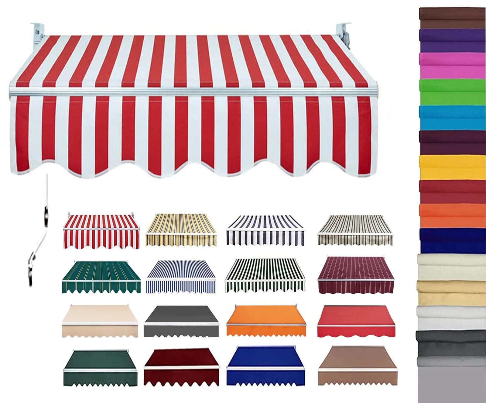 Retractable Patio Awning Replacement Fabric (Without Frame) Waterproof Shade Sun Shade Awning Cover Outdoor Patio Canopy Sunsetter Deck Awnings Polyester(D,(13x5ft) 4x1.5m)