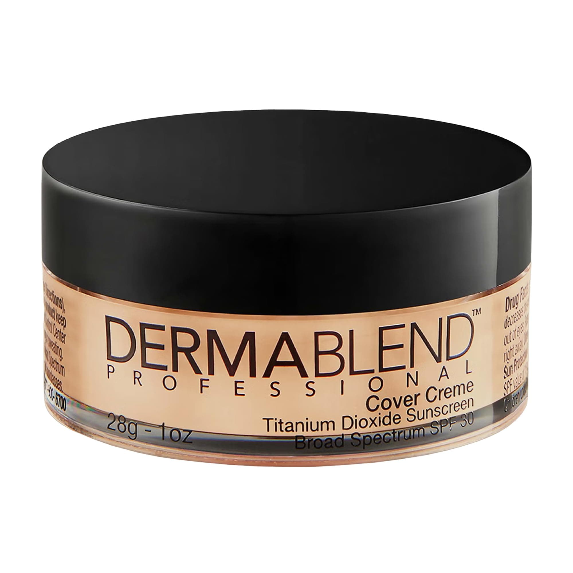 Dermablend Cover Crème Full Coverage Foundation Makeup, Hydrating Cream Concealer for Dark Circles and Blemishes, Maximum Coverage with Mineral Sunscreen SPF 30, 1 OZ