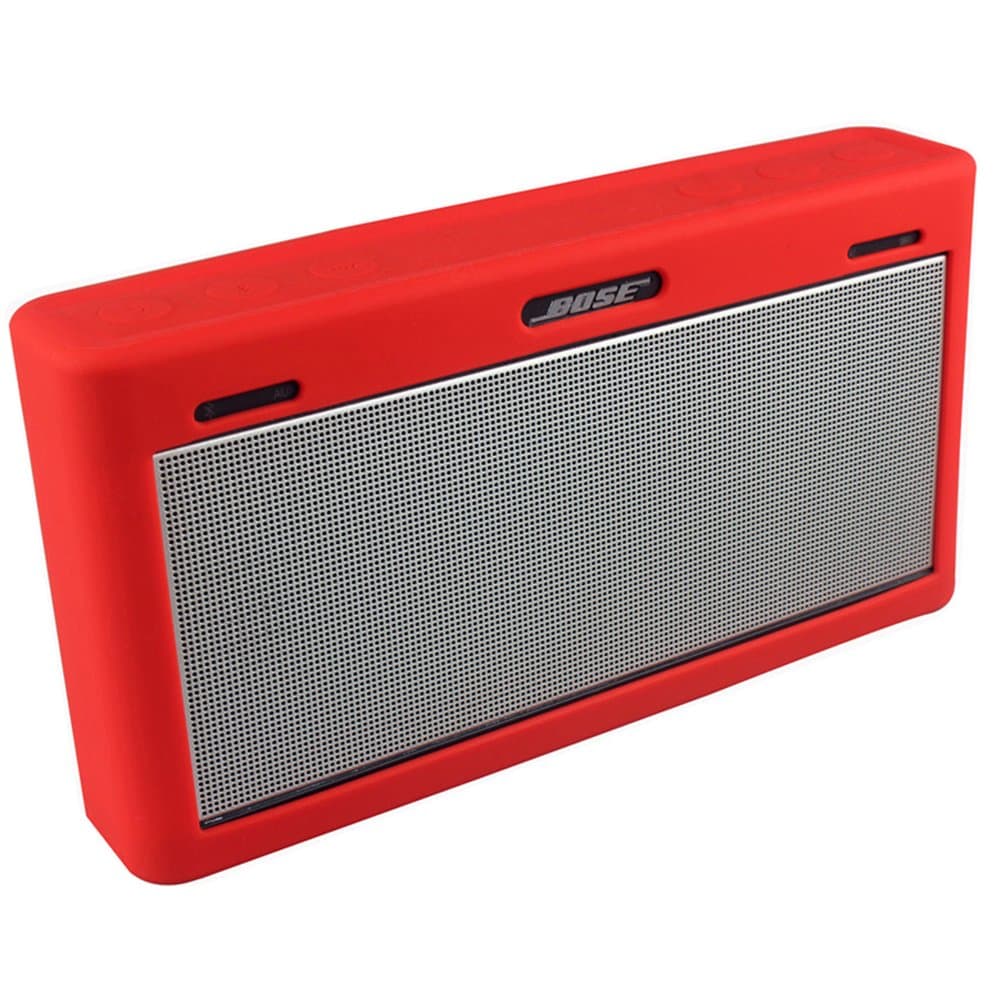 for Bose Mini 3 Case, Soft Travel Carrying Case Silicone Protective Cover Skin for Bose Soundlink Mini III Wireless Bluetooth Speaker (Red)